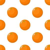 Nahtloses Muster mit frischen ganzen Orangenfrüchten auf weißem Hintergrund. Mandarine. Bio-Obst. Cartoon-Stil. vektorillustration für design, web, verpackungspapier, stoff, tapete. vektor