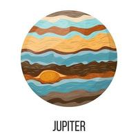 Jupiter-Planet isoliert auf weißem Hintergrund. Planet des Sonnensystems. Cartoon-Stil-Vektor-Illustration für jedes Design. vektor