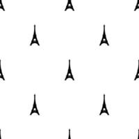Nahtloses Muster mit Eiffelturm-Symbol auf weißem Hintergrund. vektorillustration für design, web, verpackungspapier, stoff, tapete vektor