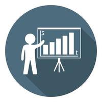 person med växande diagramikon. affärspresentation, analysera, statistik, rapport. affärsidé. schema och mänskligt. platt stil. vektor illustration för design, webb, infographic.