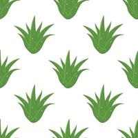 seamless mönster med aloe vera medicinalväxt klippa blad isolerad på vit bakgrund. tecknad stil. vektor illustration för någon design.