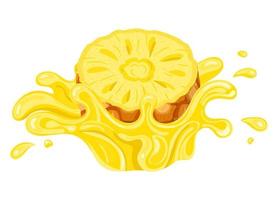 färsk ananas gul juice stänk brast isolerad på vit bakgrund. sommarens fruktjuice. vektor illustration för någon design.