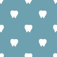Nahtloses Muster mit weißem Zahnsymbol auf blauem Hintergrund. Zahnarztkonzept. vektorillustration für design, web, verpackungspapier, stoff, tapete. vektor