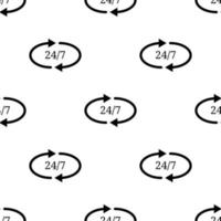 Nahtloses Muster mit 247 einfachen Symbolen auf weißem Hintergrund. Service rund um die Uhr und 7 Tage die Woche geöffnet. vektorillustration für design, web, verpackungspapier, stoff vektor