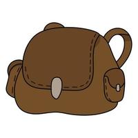 Ledertasche isoliert auf weißem Hintergrund. Cartoon-Handtasche für Reisen, Camping. vektorillustration für ihr design, spiel, karte, web. vektor