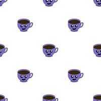 Nahtloses Muster mit Schalen-Emoticons auf weißem Hintergrund. kawaii doodle cups charakter mit niedlichen anime-ausdrücken. Vektor-Illustration. vektor