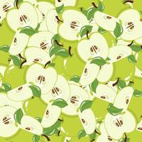 bakgrund med hela och skära gröna äpplen. ekologisk frukt. tecknad stil. vektor illustration för någon design.