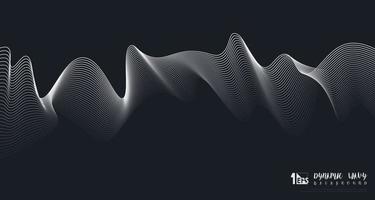 abstrakt flytande design av vågig dynamisk vit linje på mörkblå bakgrund. illustration vektor eps10