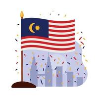 malaysiska flaggan på staden vektor