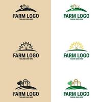 platt gård logotyp mall samling. gårdsprodukt logotyp eller symbol. jordbruk, jordbruk, naturlig mat koncept vektor