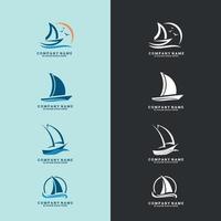 nautiska logotyper mallar set. fartygslogotyp, lastfartygslogotyper för internationell export eller import vektor