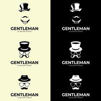 gentleman logotyp. gentleman etikett. klassisk illustration med män bara ikoner set. vektor