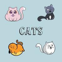 niedliche Vektor-Katzen-Cartoon-Logo-Vorlage vektor