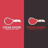 Rind-, Fleisch- und Steak-Logo. Steakhaus oder Fleischladen Vintage vektor