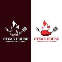 Rind-, Fleisch- und Steak-Logo. vintage typografie des steakhauses oder fleischladens. vektor