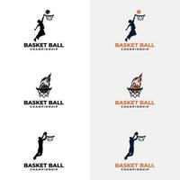 basketspelare siluett logotyp. basketlogotyp vektor