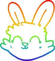 Regenbogen-Gradientenlinie Zeichnung Cartoon glückliches Kaninchen vektor