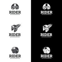 Retro-Motorradhelm-Logo-Vektorillustration. geeignet für Firmenlogo, Druck, Digital, Symbol, Apps und andere Marketingmaterialzwecke. Motorradhelm-Logo-Set