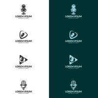 podcast-logotypdesign. inspelningsstudio logotyp mall. vektor