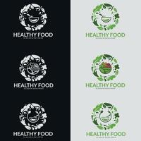 Vektor für gesunde Lebensmittel. Vektorsymbolvorlage für veganes Restaurant, Diätmenü, Naturprodukte.