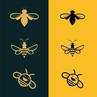 Bienen-Logo-Konzepte sind einfach minimalistisch. geeignet für Firmenlogo, Druck, Digital, Symbol, Apps und andere Marketingmaterialzwecke. Bienen-Logo-Set. vektor