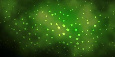 mörkgrön vektorbakgrund med små och stora stjärnor. vektor