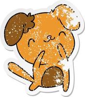 bedrövad klistermärke tecknad kawaii av en söt hund vektor