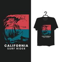 Kalifornien surfa rider t-shirt design. vektor