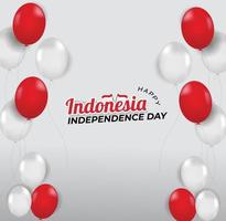 feiern sie den indonesischen unabhängigkeitstag mit einem rot-weißen ballon vektor