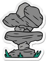 klistermärke tecknad doodle av grå sten stenblock vektor
