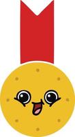 flache farbe retro cartoon goldmedaille vektor