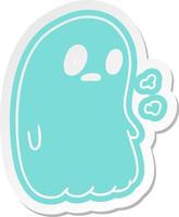 tecknad klistermärke av en söt kawaii spöke vektor