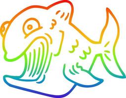 regnbågsgradient linjeteckning rolig tecknad fisk vektor