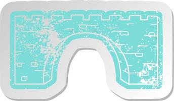nödställd gammal klistermärke av en stenbro vektor