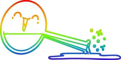Regenbogen-Gradientenlinie, die fröhliche Cartoons mit verschütteten Chemikalien zeichnet vektor
