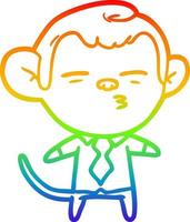 Regenbogen-Gradientenlinie Zeichnung Cartoon verdächtiger Affe vektor