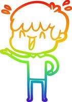 Regenbogen-Gradientenlinie Zeichnung Cartoon lachender Junge vektor