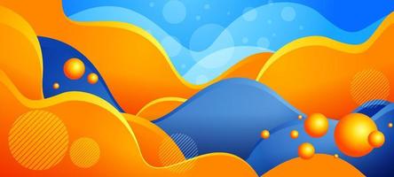 blauer orangefarbener Wellenhintergrund vektor