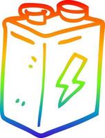 Regenbogen-Gradientenlinie Zeichnung Cartoon-Batterie vektor