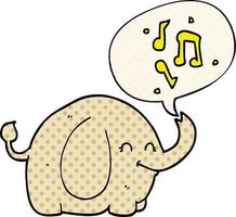 Cartoon trompetender Elefant und Sprechblase im Comic-Stil