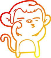 warme Gradientenlinie Zeichnung Cartoon verdächtiger Affe vektor