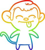 Regenbogen-Gradientenlinie, die lustigen Cartoon-Affen zeichnet vektor
