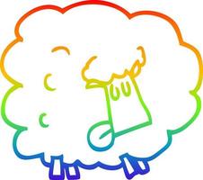 Regenbogen-Gradientenlinie, die lustige Schafe der Karikatur zeichnet vektor