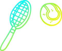 kall gradient linjeteckning tecknad tennisracket och boll vektor