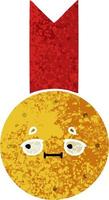 Cartoon-Goldmedaille im Retro-Illustrationsstil vektor