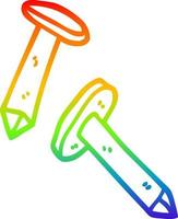 Regenbogen-Gradientenlinie, die Cartoon-Nägel zeichnet vektor