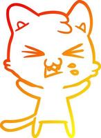 warme Gradientenlinie Zeichnung Cartoon-Katze zischen vektor