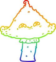Regenbogen-Gradientenlinie Zeichnung Cartoon-Pilz mit Gesicht vektor