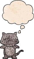 tecknad katt och tankebubbla i grunge texturmönster stil vektor