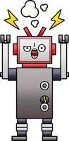 Farbverlauf schattierter Cartoon kaputter Roboter vektor
